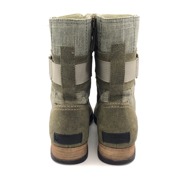 Sorel Major Carly Olive Leather Mid-Calf Moto Boots - Picture 6 of 12